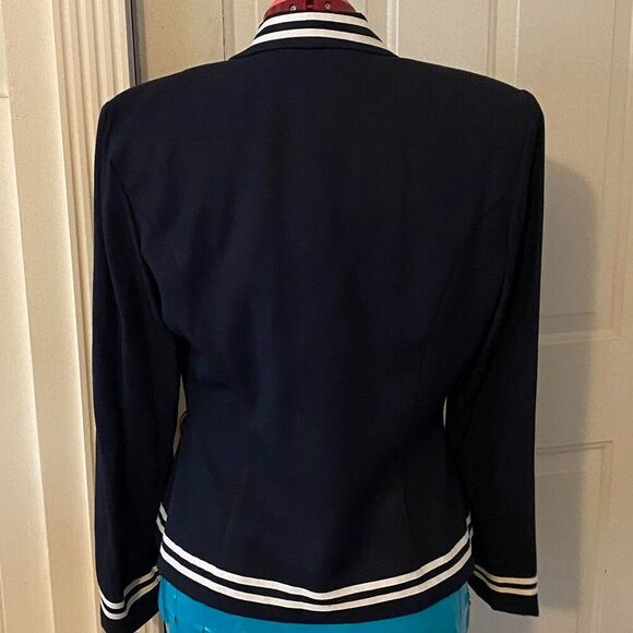 NWT JBS LTD Navy V-Neck Long Sleeve Blazer Women Size 10 - Picture 4 of 7